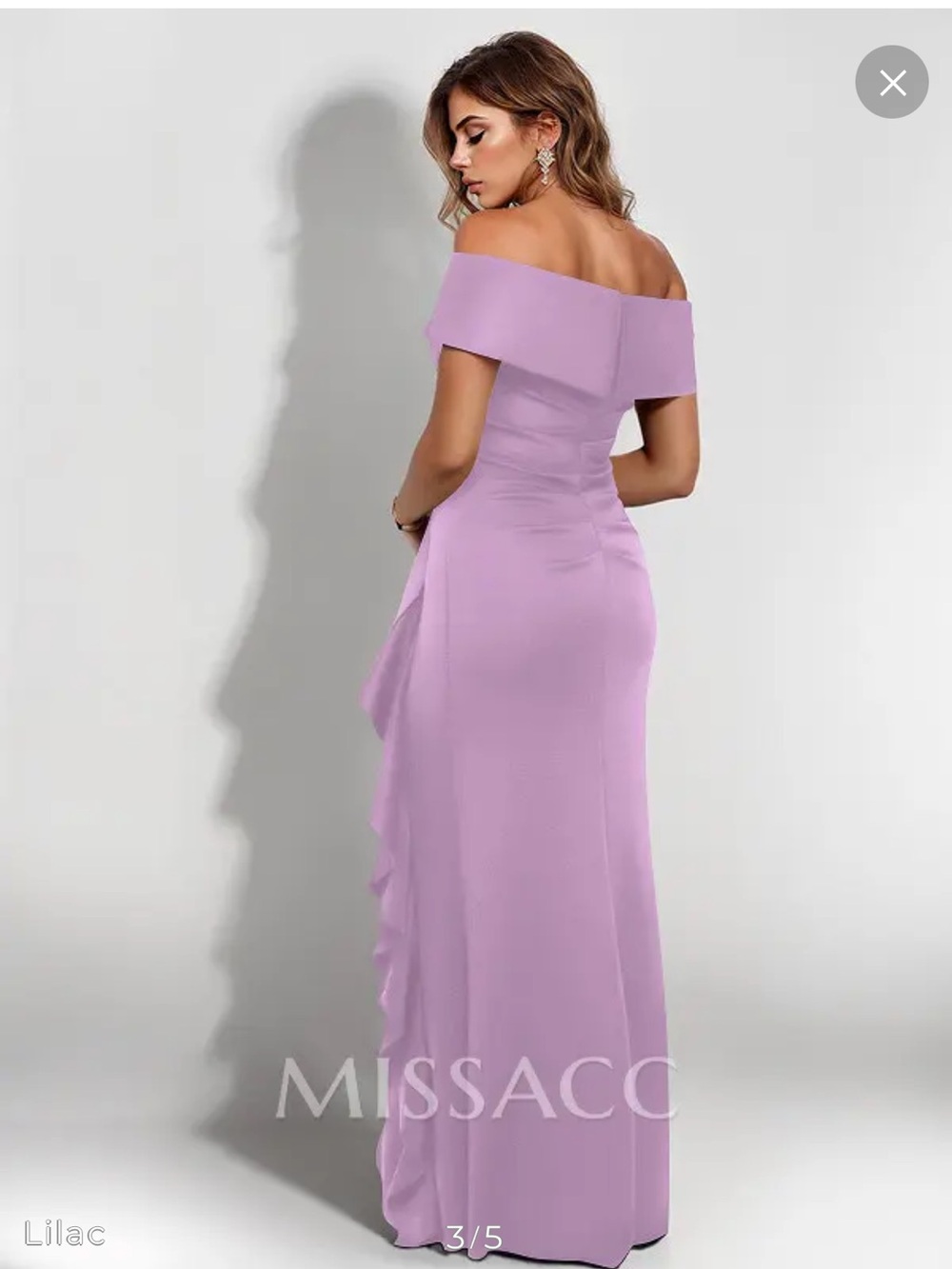 Off-Shoulder Lilac Maxi Dress with Side Ruffle